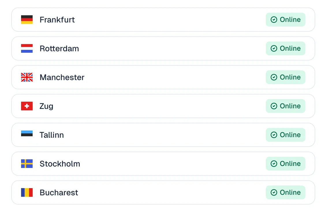 Screenshot showing simultanous checks from different locations worldwide